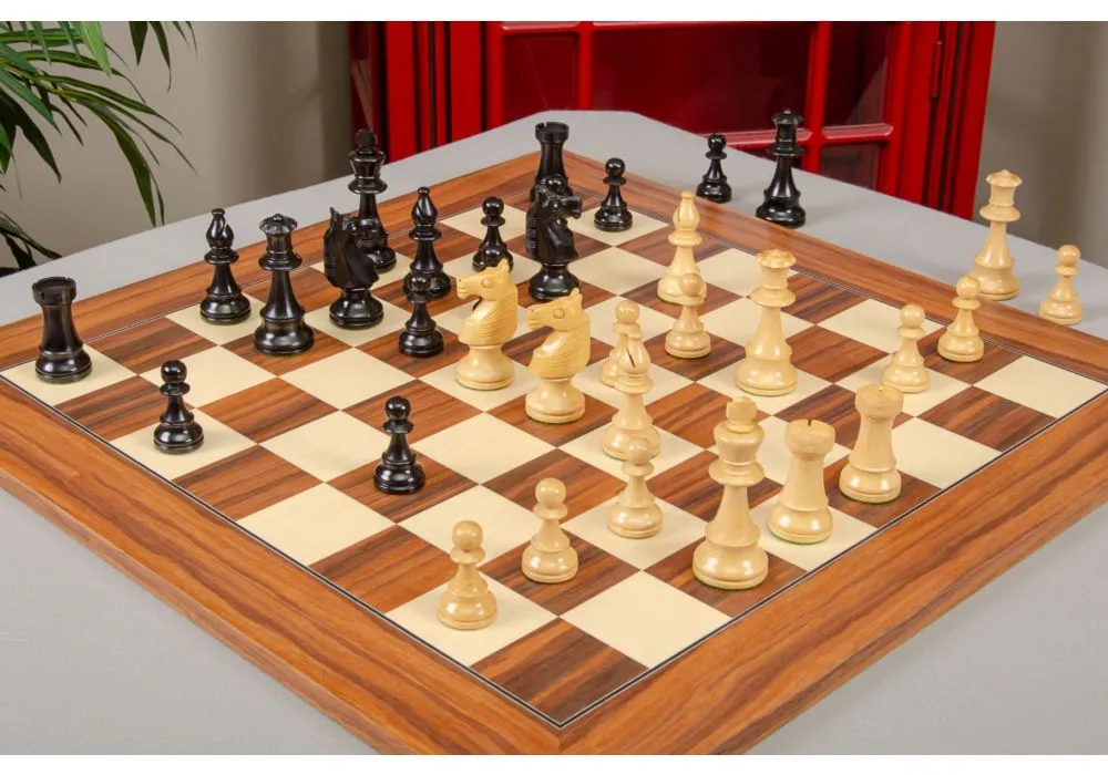 French Lardy Staunton Chess Pieces set - Weighted Golden Rose wood - 4  Queens