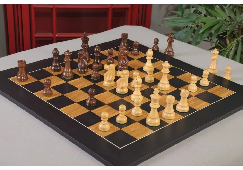 The Queen's Gambit Final Game Chess Set Ebonized & Boxwood Pieces with Queen's  Gambit Board - 4 King - The Chess Store