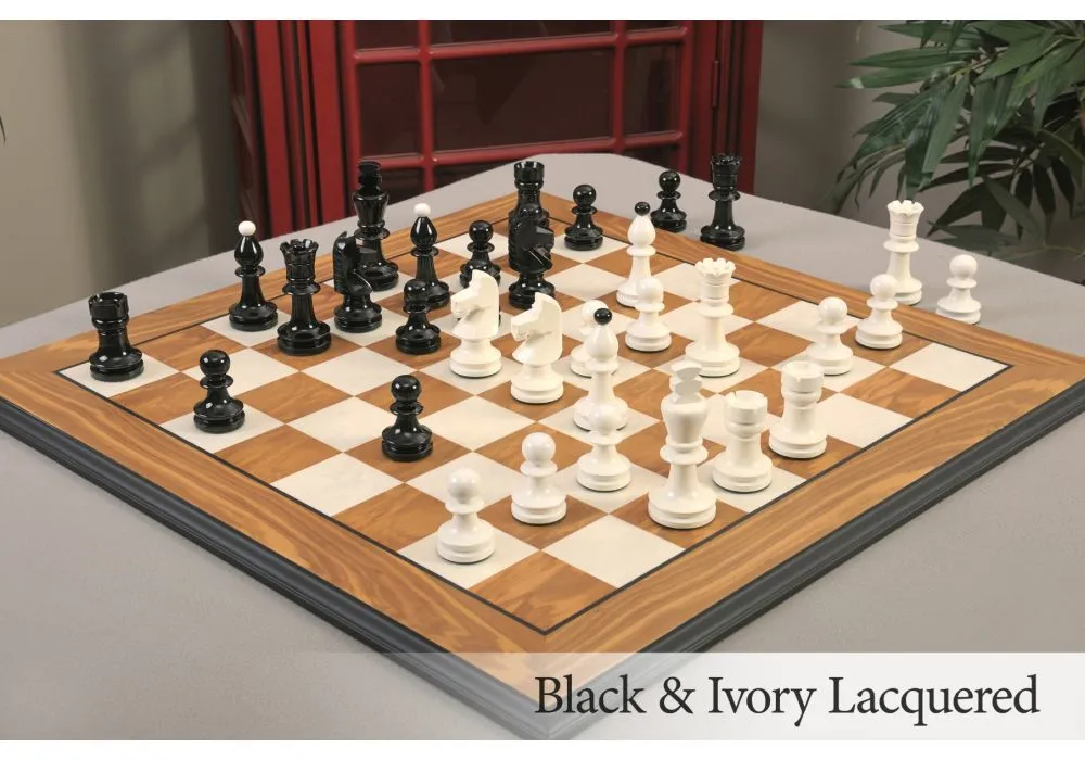 Analysis-Size Plastic Chess Set Black & Ivory Pieces with Black Roll-up  Chess Board