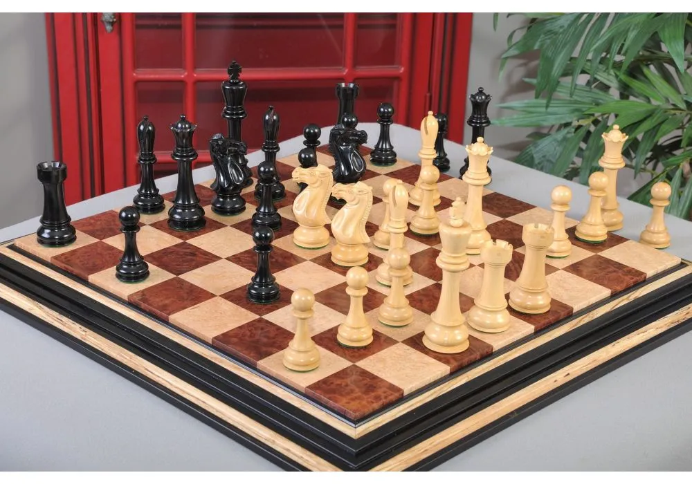 The St. Petersburg Luxury Artisan Series Chess Pieces in Ebony / Box Wood -  4.2 King with Storage Box