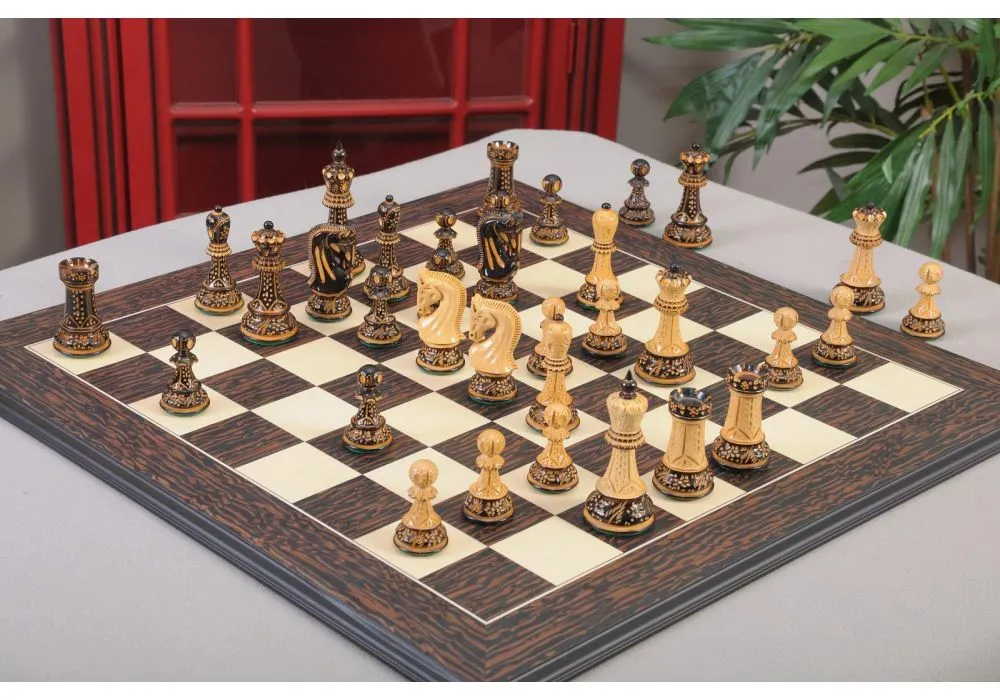 Wooden The 4 inch Burnt Zangreb Grand Master Chess Set, Packaging