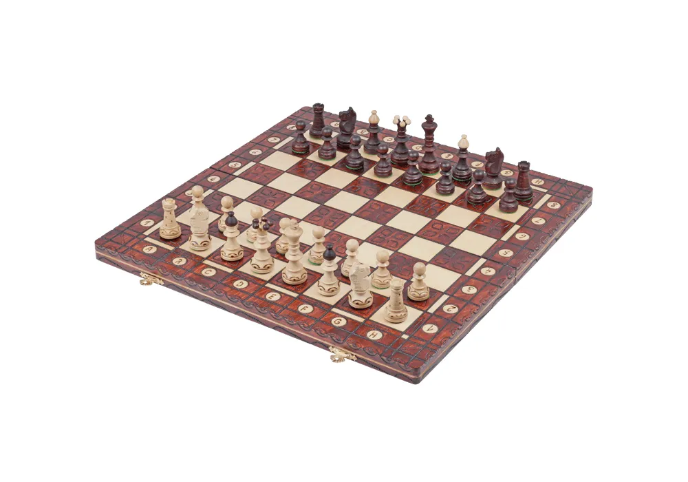 16 Stained Beech Staunton Analysis Chess Set with Storage Box