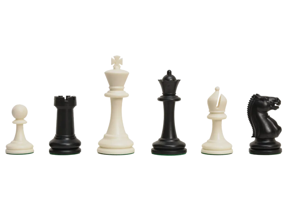 Staunton Triple Weighted Chess Pieces – Full Set 34 Black & White