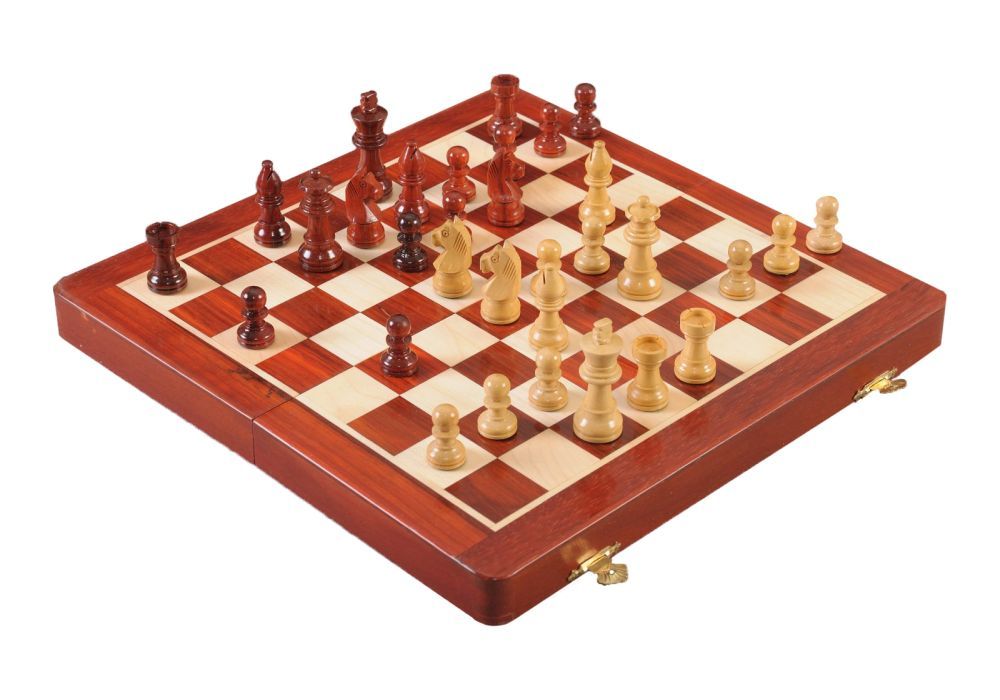 12" FOLDING WOODEN MAGNETIC Travel Chess Set 