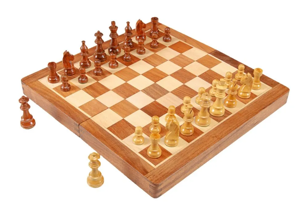  7 inch Handmade Folding Wooden Magnetic Chess Board