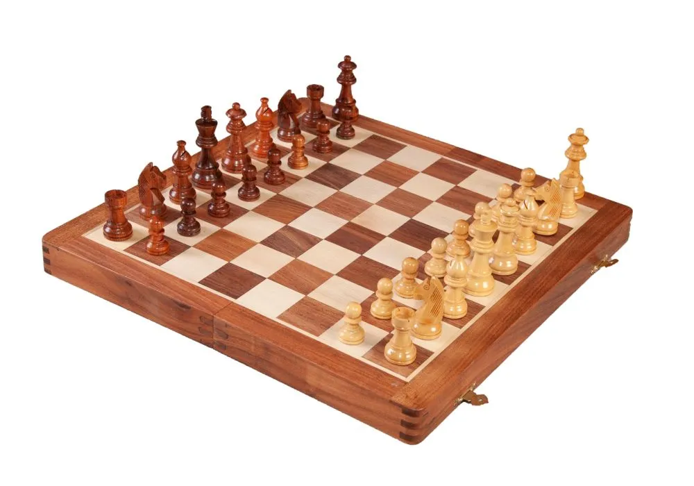 Magnetic Chess Set Wood Handmade Board Hand Crafted Folding Portable Travel Game 