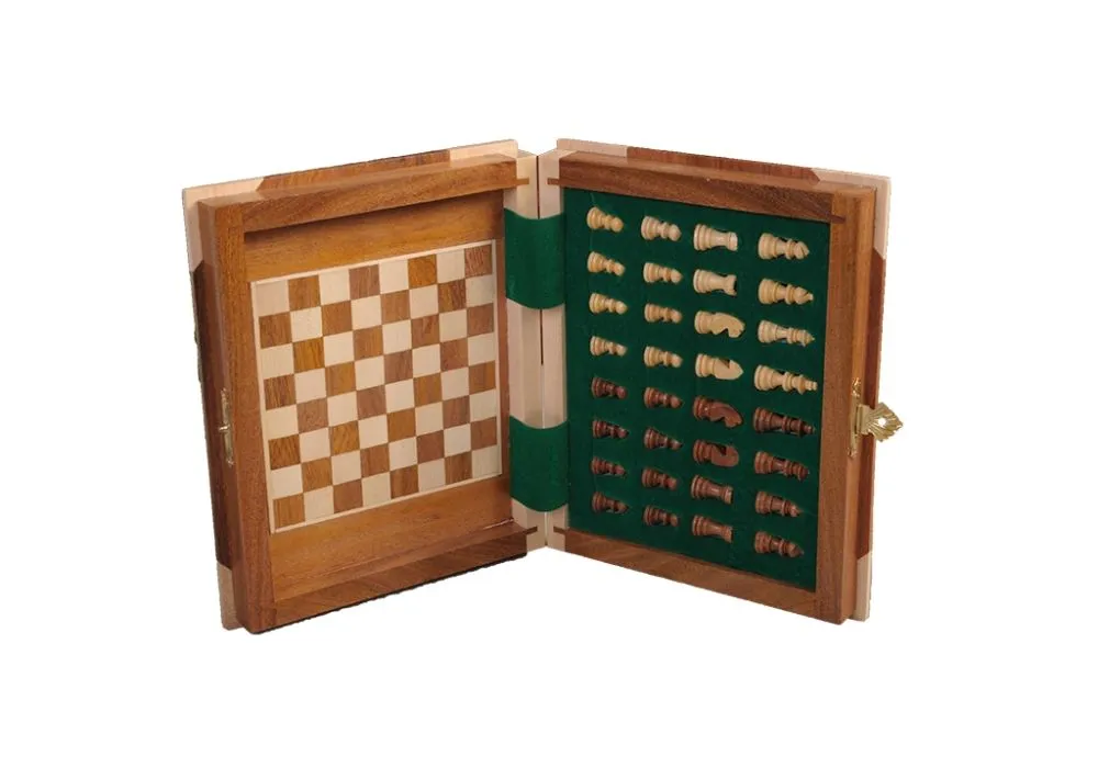 Wooden Chess Set Magnetized Board Large Portable Storage Hand Crafted 