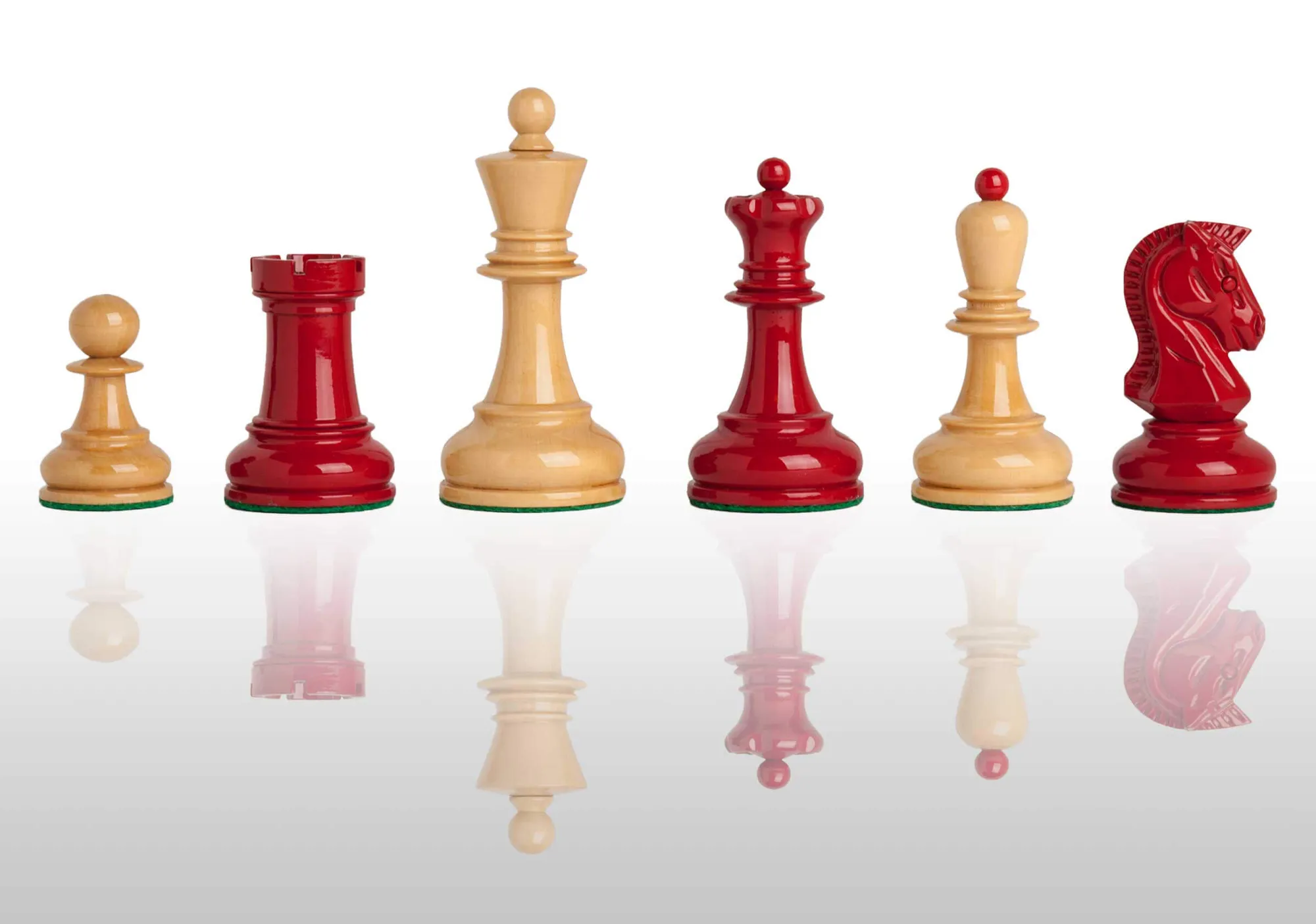 The Dubrovnik Chess Set - Pieces Only - 3.75" King - Red and Natural