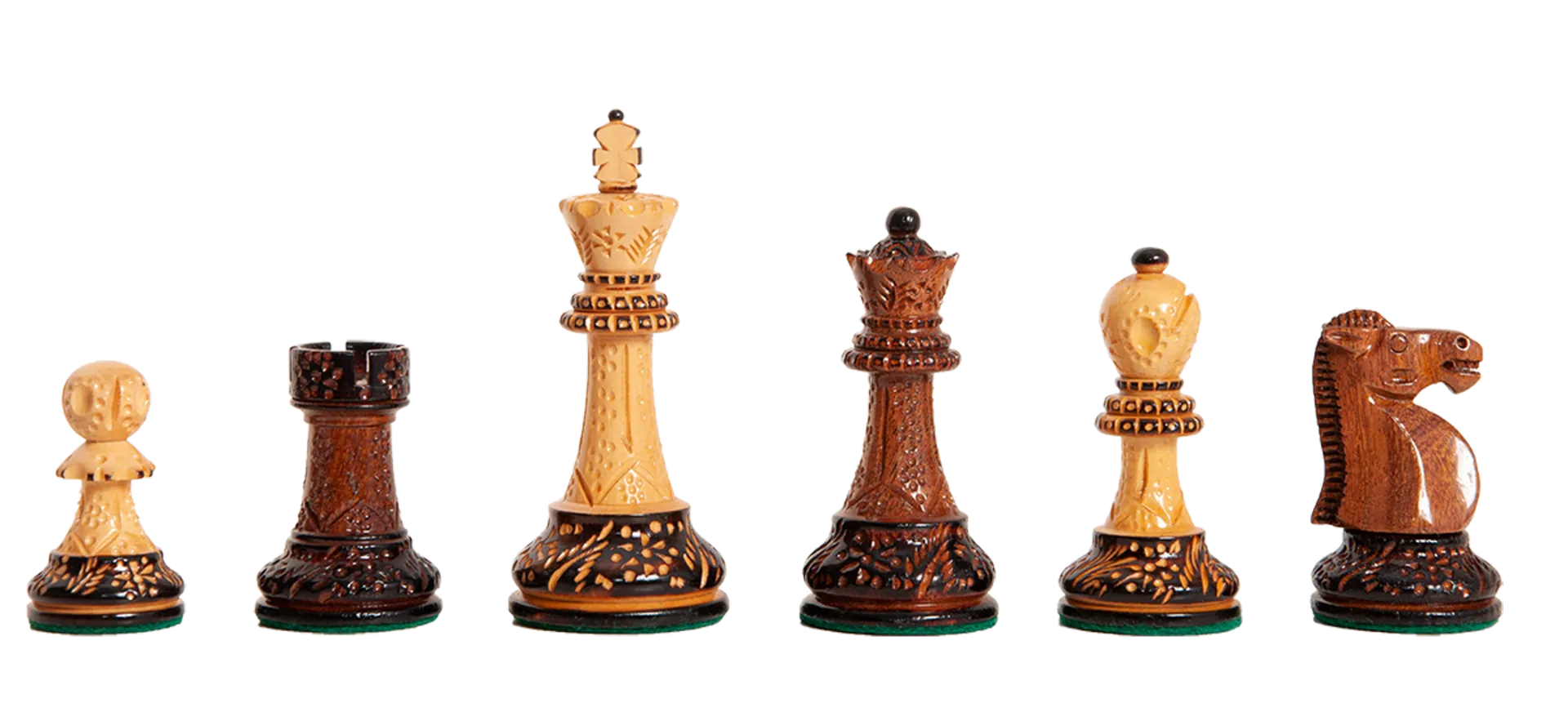 The Burnt Golden Rosewood Reykjavik II Series Chess Pieces - 3.75" King