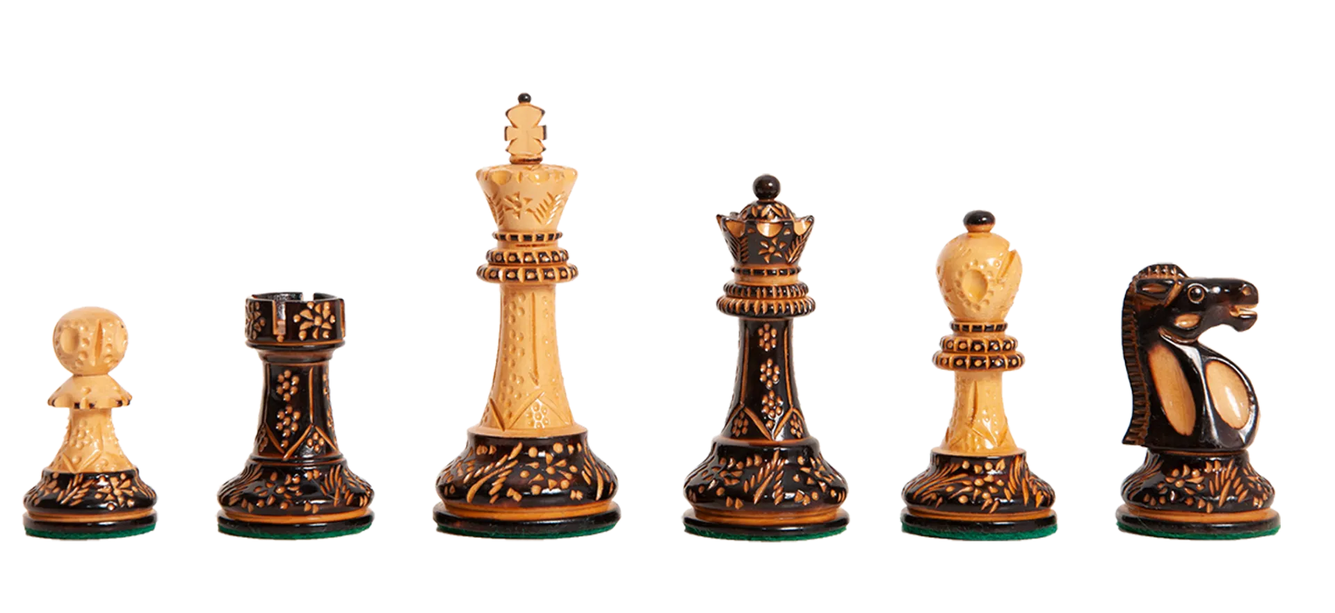The Burnt Reykjavik II Series Chess Pieces - 3.75" King