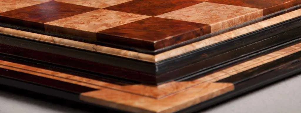 corner dark red and light brown wooden chess board